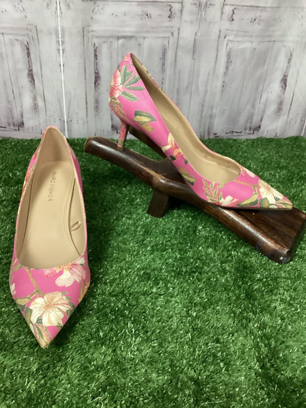 Marc Fisher Abode2 Floral Pointed-Toe Kitten Heel Pumps Pink 8.5
